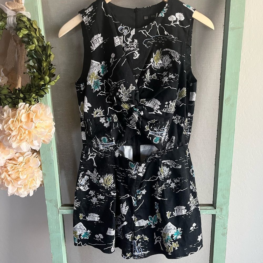 Zara black vacation destination cut out romper size M beach resort relaxed - Picture 5 of 9